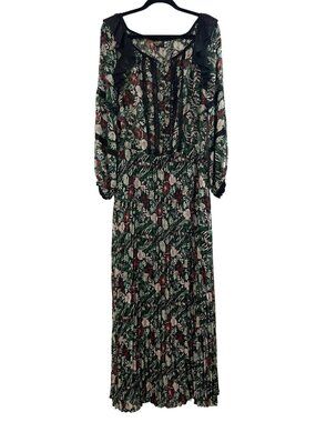 Juicy Couture Black Label Women's Floral Maxi Dress Large Black Lace Ruffle Boho